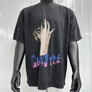 High Street Printed Vintage Black Acid Wash T-Shirt