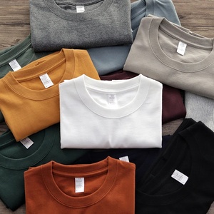 Wholesale Custom Logo Men's 230gsm Heavyweight 100% Cotton Oversized Blank T-Shirt Anti-Shrink Knitted Casual Streetwear Bulk