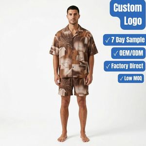Custom Men's Luxury Summer Breathable Printed Resort Wear Set OEM ODM Private Label Premium Apparel Manufacturer Factory